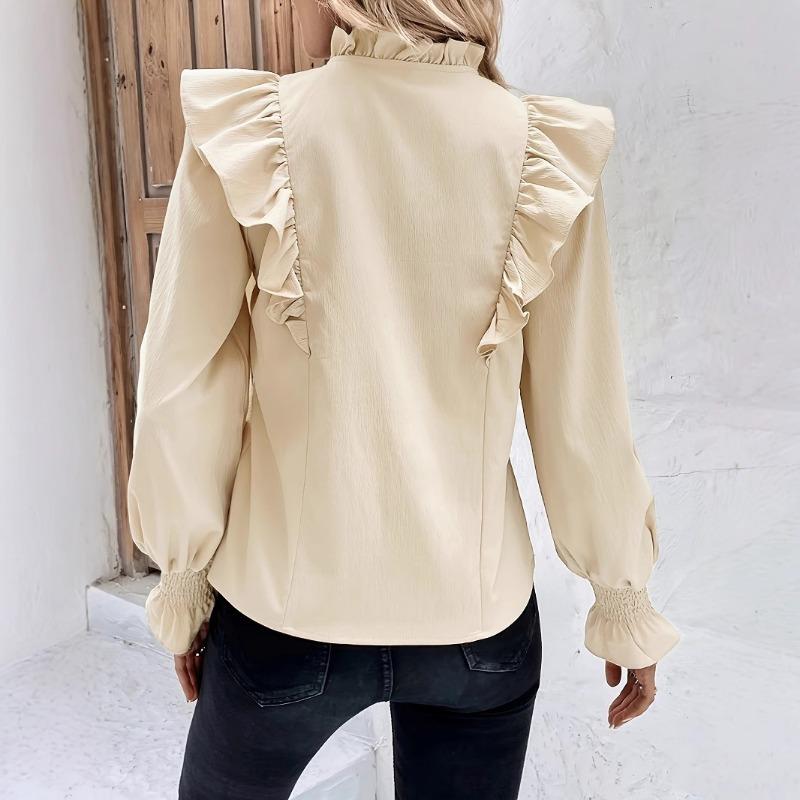 Женская Милая бабочка Tie Loose Long Sleeves Stand-Up Shirt Shirt Early Spring Design Sense of Fungus Skinny Blouse Senior Feeling