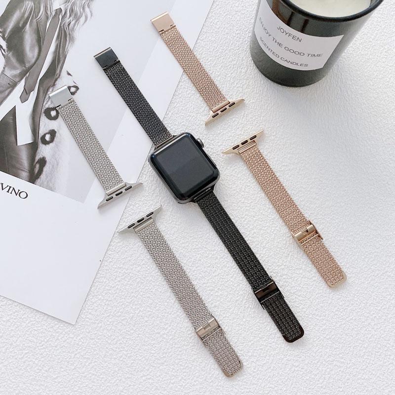 Ремешок Matel для Apple Watch Band 7, 41 мм, 45 мм, 49 мм, тонкий ремешок с миланской петлей для женщин, ремешок для iwatch 8, 7, 6, 5 se 4, 3, 2, браслет 38 мм, 40 мм
