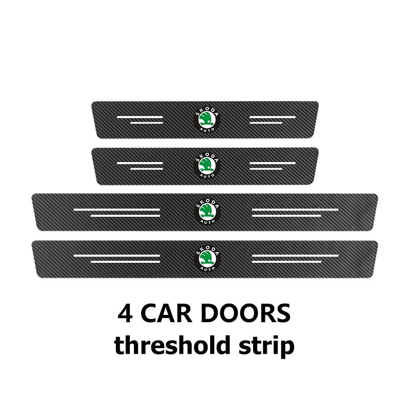 VJDX3 Car Carbon Fiber Door Sill Anti-Scratch Guard Sticker Accessories For Skoda octavia a5 a4 mk1 2 fabia superb rapid mk3 yeti 2006