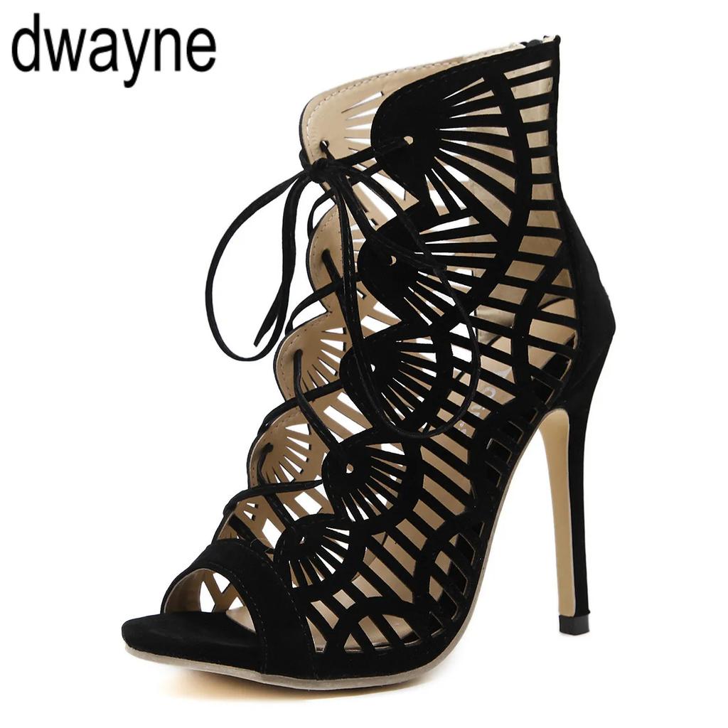 Gladiator Roman Summer Sandals Cross-tied Boots Women New Sexy Hollow Peep Toe High Heels Shoes Woman Stiletto 2025 Jkm