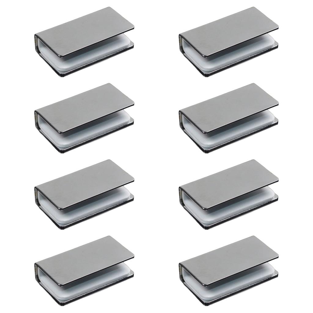 Pack of 8 Sturdy Magnetic Iron Glass Cabinet Latches Adjustable Frameless Clamp for Door Catching Replacement Parts