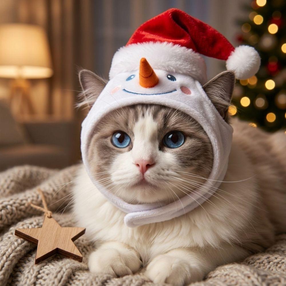 Soft Plush Dog Xmas Plush Hat Skin Friendly Cat Costume Headwear Home Holiday