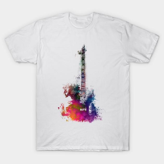 Asian Size Men Black Print T-shirt Guitar Music Art #Guitar #Music No-Cut Heat Transfer Print Cotton Tshirt