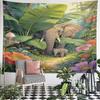 "Elephant Family in Vibrant Jungle Scene" Pattern Wall Hanging Tapestry Decorative Tapestry Home Decor for Bedroom and Living Room