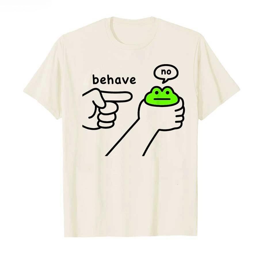 Dishonest Frog Funny Frog Meme Behave No Cartoon Design Tshirt For Unisex Women T Shirts Short Sleeve Tops