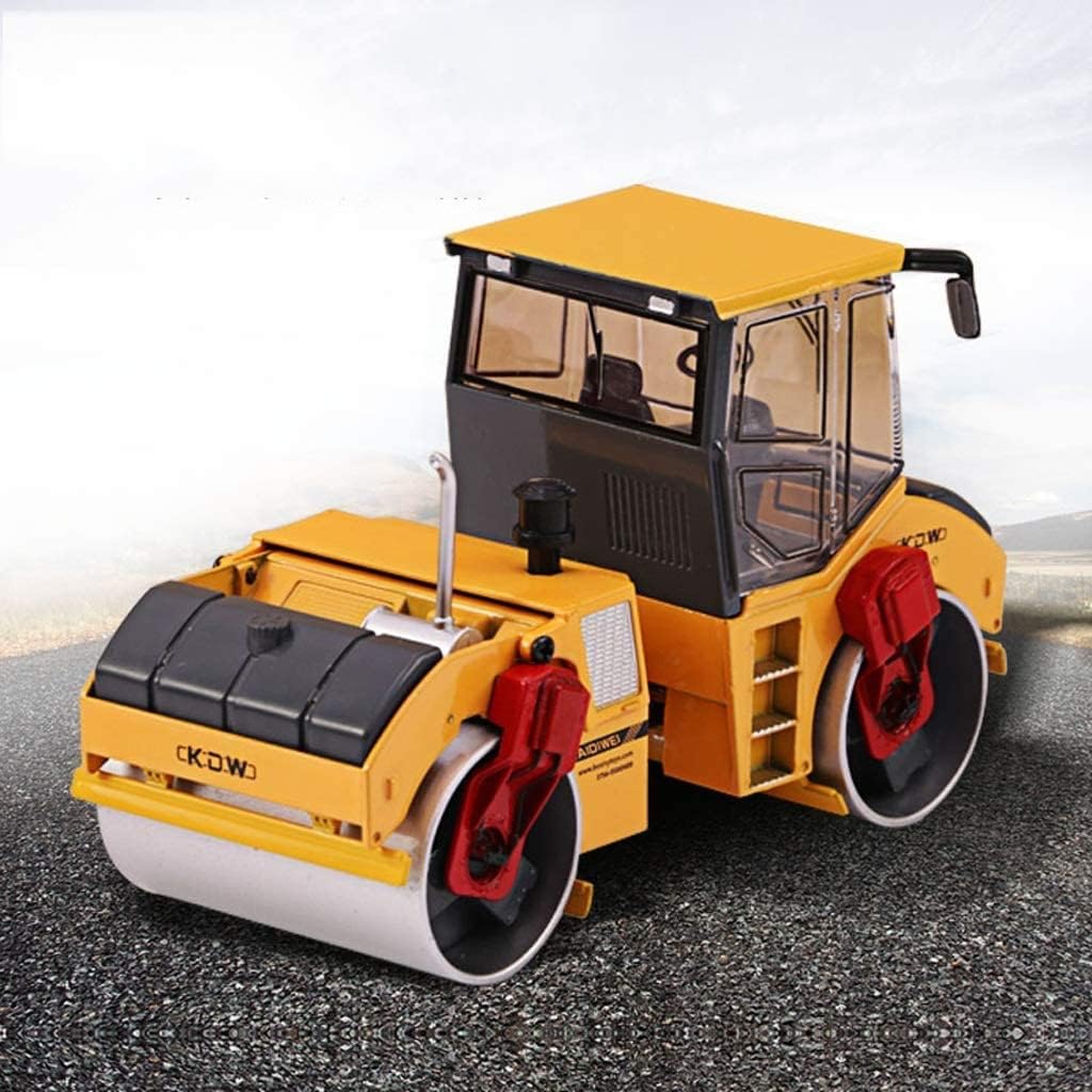 1/35 модели из сплава, дорожный каток, строительная машина, металлические двойные стальные колеса, роликовые игрушки, модель инженерного автомобиля, подарок для мальчика