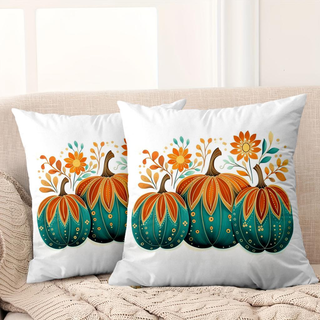 1 Pieces Floral Pumpkins Printed White Decorative Throw Pillows Polyester pillowcase, sofa cushion cov Headboard Pillow