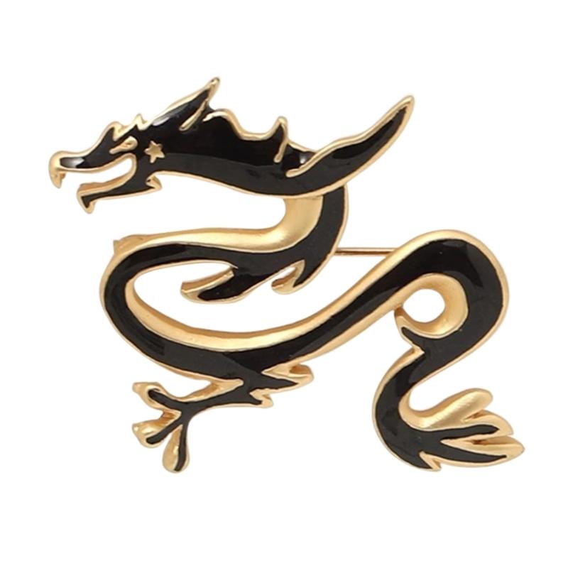 Vintage Dragon Brooch Retro Badge Fashion Jewelry Trendy Fashion Accent Dragon Shape Lapel Pin for Fashion Enthusiasts