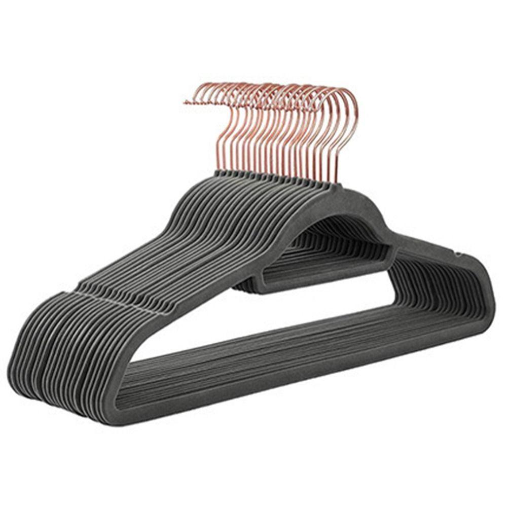 5PCS Black Dress Rack Non-slip Flocked Clothes Hangers Adult Hanger Coat Holder Velvet Hangers