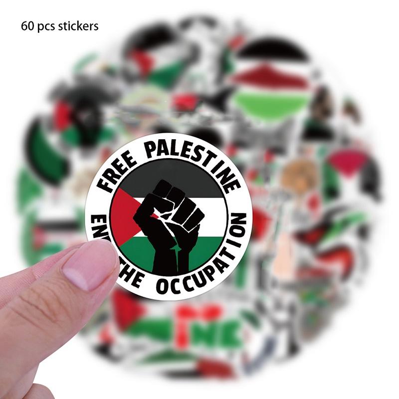 Palestinian Graffiti Stickers Wholesale Pack Of 60 Waterproof Stickers For Cars Luggage Water Bottles And Skateboards