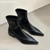 Женские ботильоны с острым носком, кожаные туфли на среднем каблуке, женская модная зимняя обувь 2025 года, элегантные модные байкерские сапоги Mujer Botas