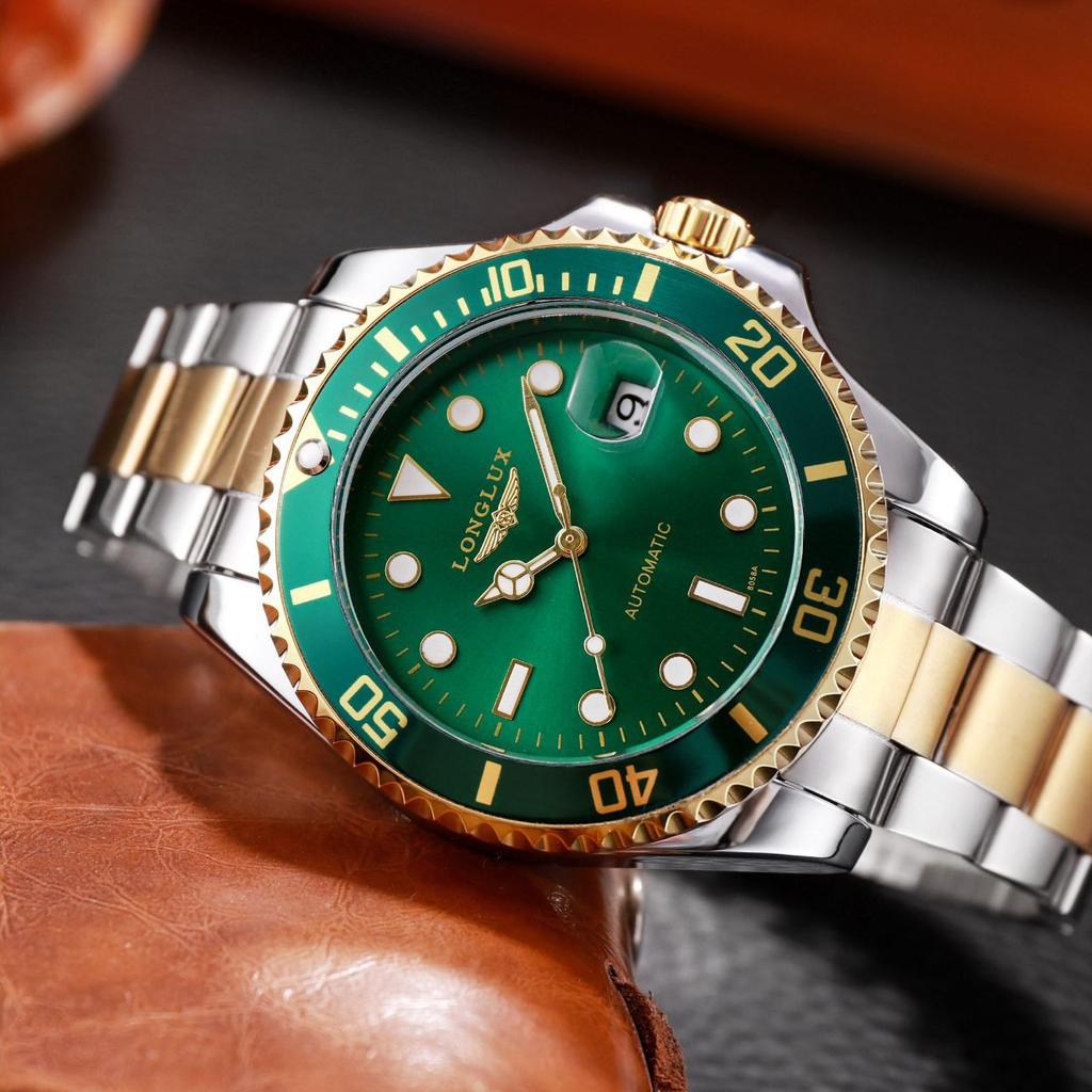 LONGLUX Aqua Ghost Мужские автоматические механические часы Водонепроницаемые мужские часы