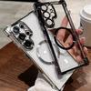 For Magsafe Clear Soft TPU Shockproof Cover For Samsung Galaxy S25 Edge S24 Ultra S23 FE S22 + Plus Magnetic Lens Film Plating Silicone Case