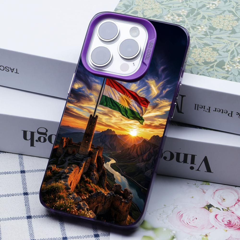 Kurdistan Flag Purple Translucent Mobile Phone Case for iPhone 17 16 15 14 13 12 11 X XR XS Air Pro Max Plus Colorful Cover