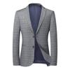 Весенние тонкие мужские костюмы, не требуют глажки, облегающие, серые клетчатые костюмы для молодежи и людей среднего возраста, повседневные