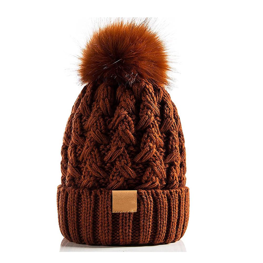 New autumn and winter big hairball plush thickened wool hat crossed coarse hemp woven pom-pom soft warm hat