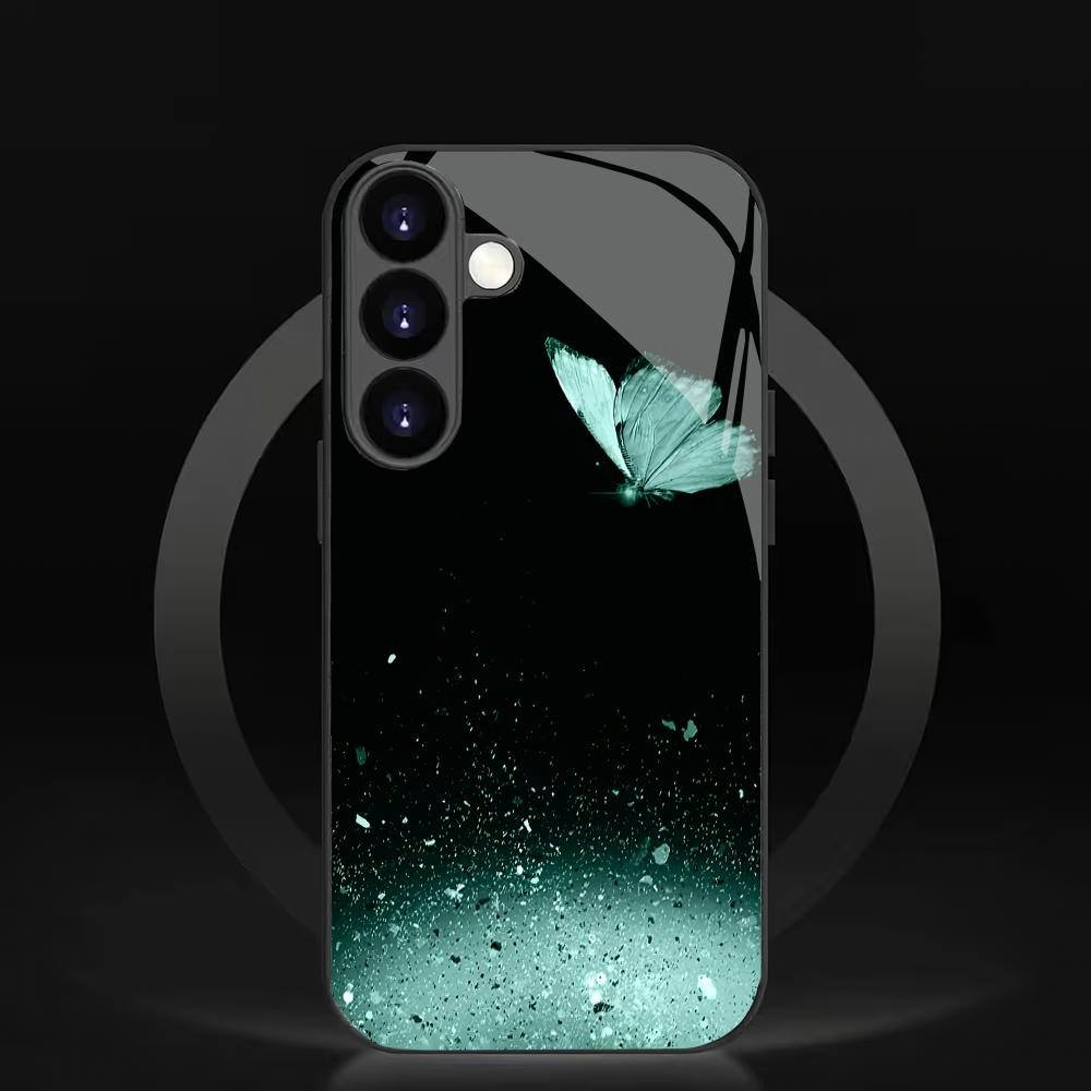 Красивый чехол из закаленного стекла с бабочкой для Samsung Galaxy S26 S25 S24 S22 S21 S20 FE/Ultra/Plus, противоударный
