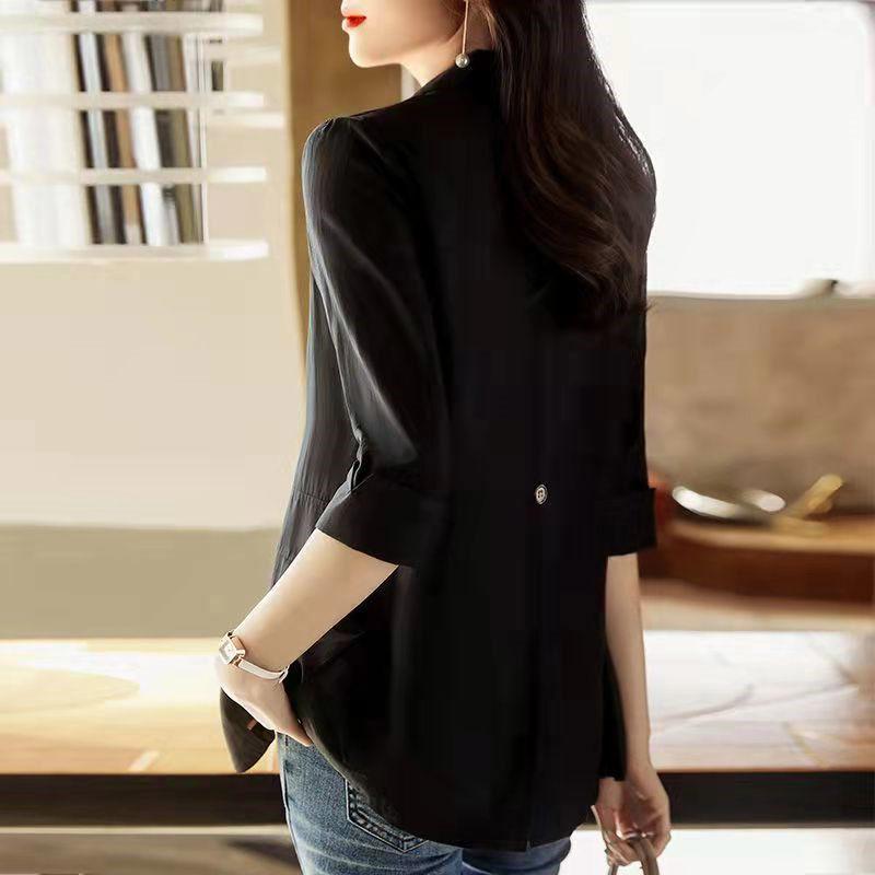 Summer Autumn Korean Fashion Casual Blazers Office Lady Elegant Solid Color Suit Women 3/4 Sleeve Coat Jacket
