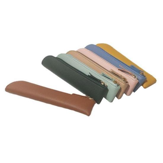 Пенал тонкий искусственная кожа пенал небольшой мешок для хранения ручек канцелярский органайзер для ручек и линеек