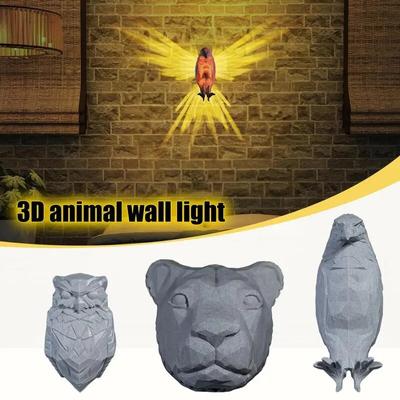 3D светодиодный настенный светильник с изображением животных для украшения гостиной, освещение коридора, настенные светильники с совой и львом для домашнего декора, осветительные приборы