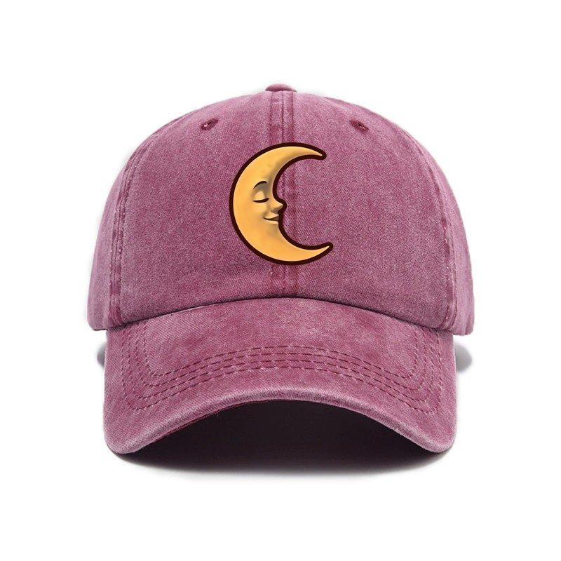 Baseball cap for men and women, trendy print with face, moon peaked cap, casual and versatile