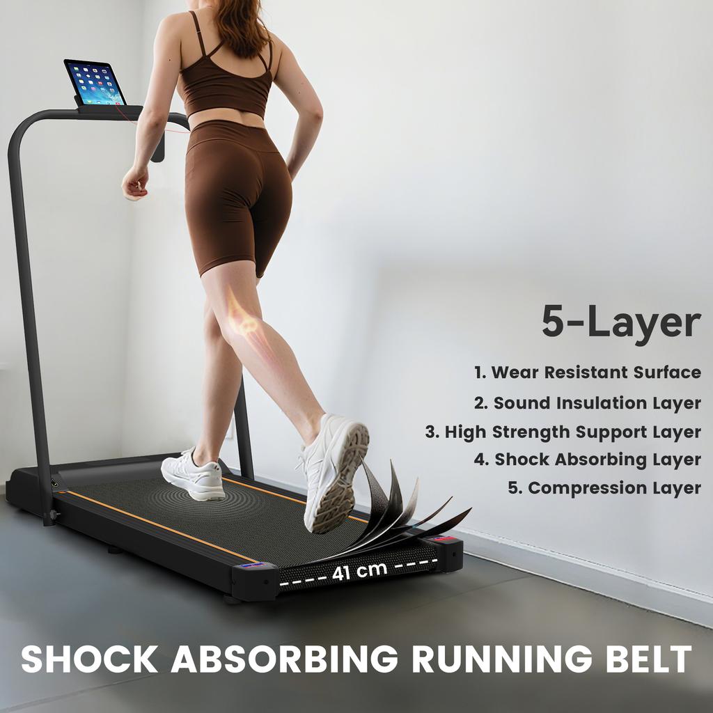2.5Hp Walking Pad 1 6Km H Folding Treadmill With Remote Control And Led Display For Home Gym Office Orange