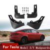 Mud Flaps Mudguards For Tesla Model 3 Y 2017- 2022 2023 Plastic Splash Guards Fender 4Pcs/set Black White Carbon Fiber