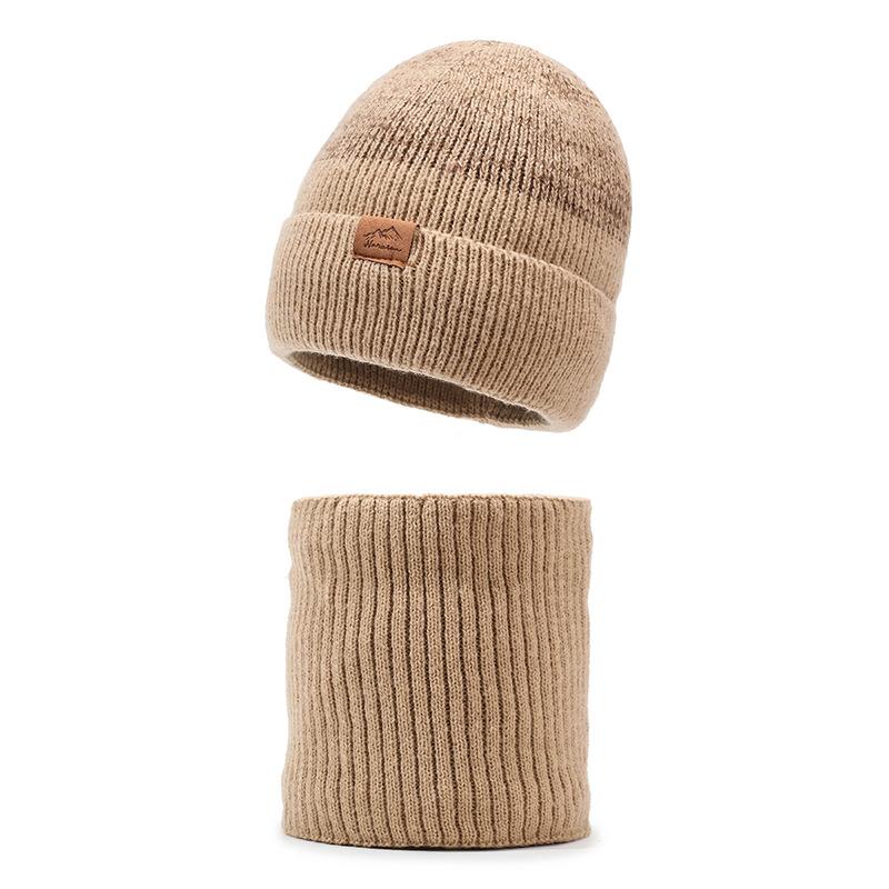 Winter Outdoor Skiing Cold-Proof Hat Scarf Set Velvet Warm Knitted Hat Riding Ear Protection Wool Hat