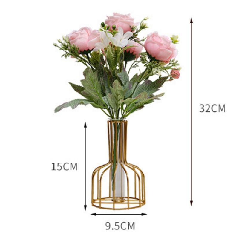 Простая полая железная ваза, прозрачный искусственный цветок, имитация маленькой винной бутылки, креативный цветок, контейнер для сухоцветов