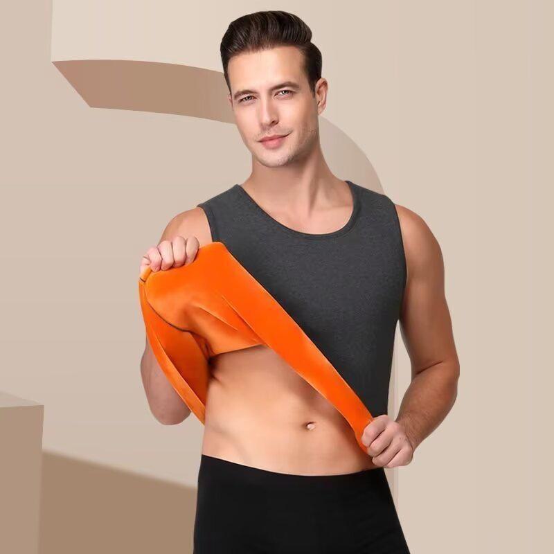 Мужской ультрамягкий плюшевый теплый жилет - утолщенный, мгновенно согревающий, утягивающий, осенне-зимняя нижняя одежда