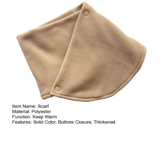 Solid Color Scarf Women Thickened Velvet Warm Buttons Closure Scarf Quick-Drying Sweat-Absorbent
