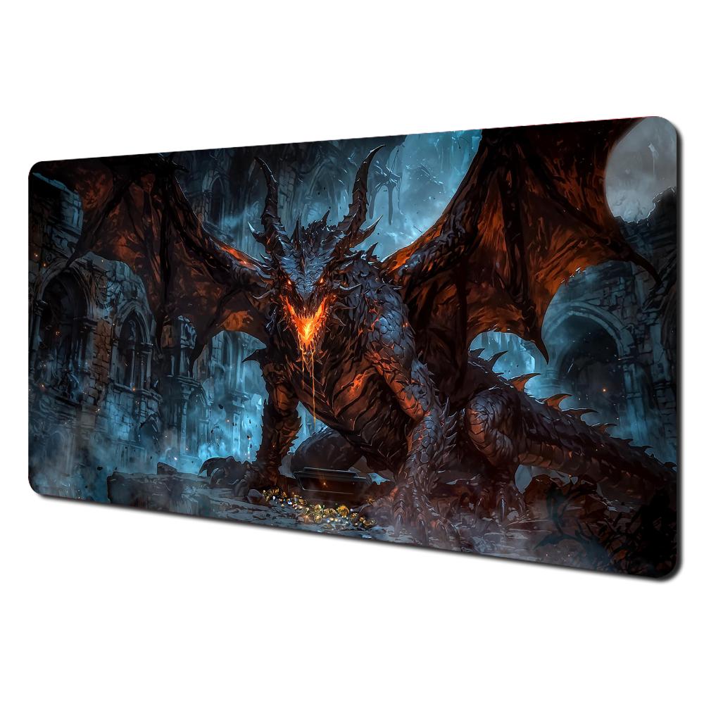 Dark Style Giant Dragon Theme Mouse Pad Desk Mat With Stitched Edges Nonslip Rubber Base Pc Accessories Gaming Mat Magic Mat