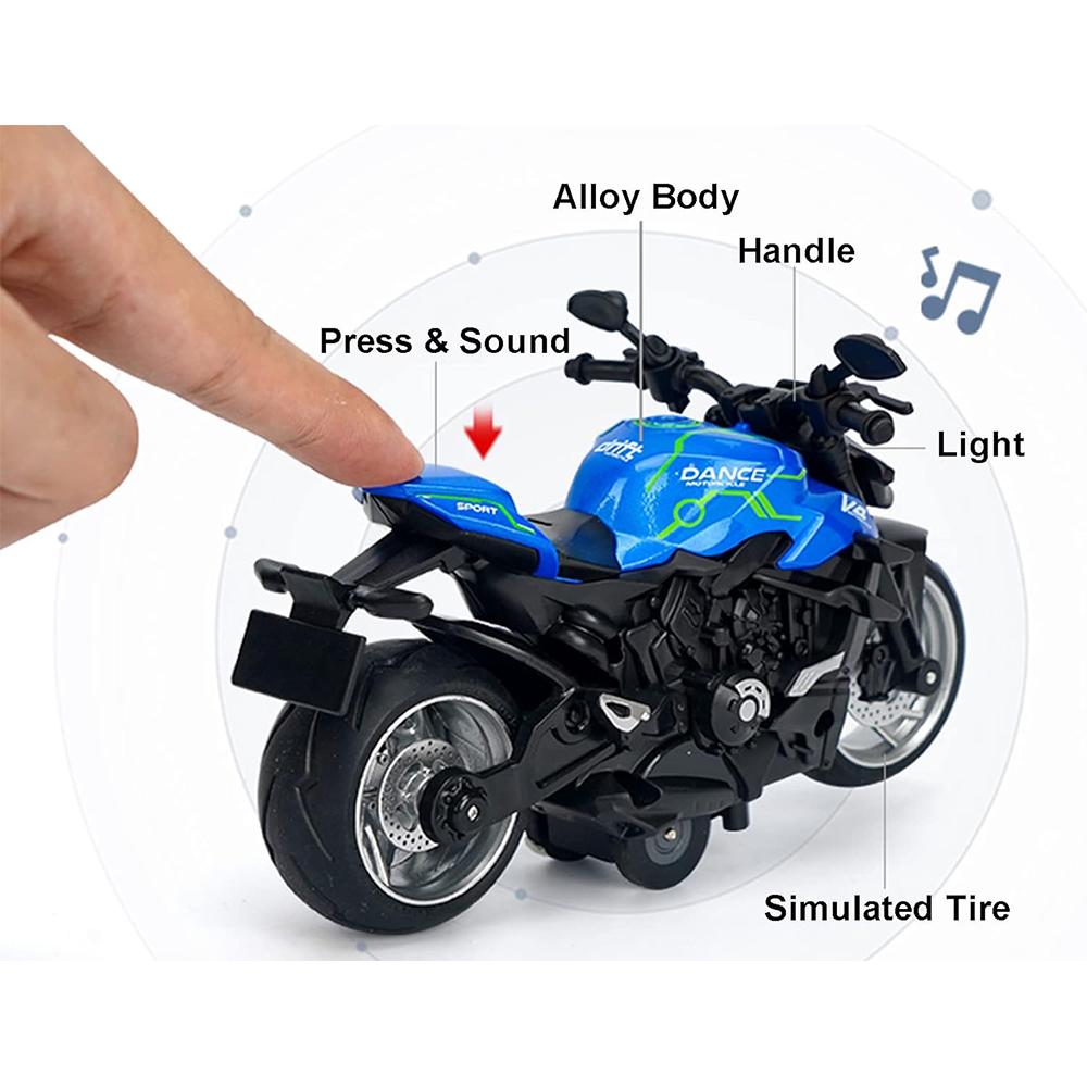 1/12 Scale V4 Pull Back Motorcycle Toys,Motorcycle Model with Light and Music,Toy Motorcycles for Kids Age 3+ Year Old Christmas Party Supplies