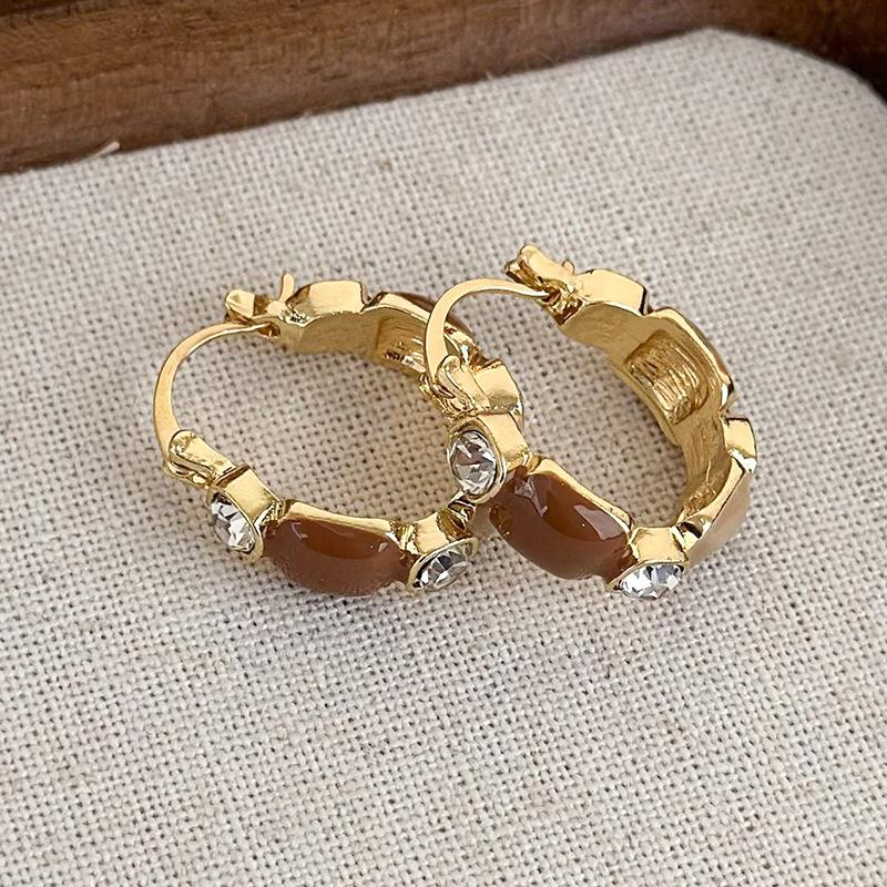 Простые новые коричневые геометрические серьги в стиле ретро с темпераментом, французские серьги, украшения для девочек