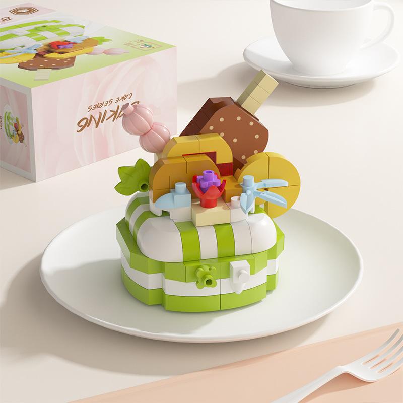 DIY MOC Cake Waffle Toast Fruit Mousse Chocolate Shuflei Ice Cream Crispy Tarts Building Blocks Model Bricks Sets Kits Toys