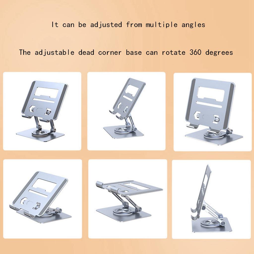 Планшетная подставка из алюминиевого сплава 12,9 дюйма — это вращающаяся на 360 градусов и поднимающаяся настольная подставка-держатель для телефона.