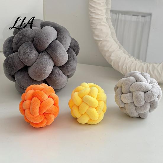 Soft Spandex Decorative Pillow Knot Ball Throw Pillow, Round Ball, Knotted Handmade Textured Cushion for Sofa Couch, Modern Bedroom Living Room Decor
