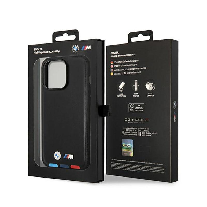 Bmw Leather Hot Stamp Tricolor Magsafe - Etui Iphone 14 Pro Max (Czarny)