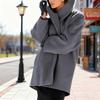 Women's Wool Blend Trench Coat Hooded Single-Breasted Pea Coat Fall Winter Thick Warm Jacket Casual Mid-Long Overcoat