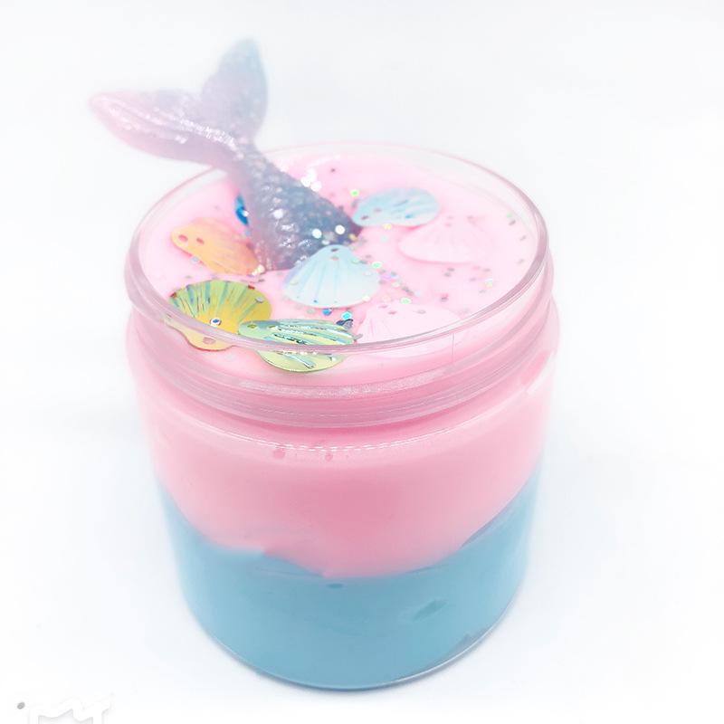 Русалочка хлопковая слизь пушистая кристальная грязь лепка глина антистрессовая игрушка замазка для детей большая игрушка слизь