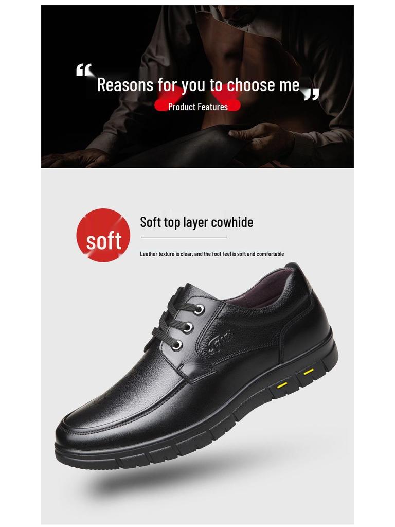 Мужские осенние туфли из натуральной кожи на плоской подошве с нескользящей подошвой - Повседневная коровья кожа для среднего и пожилого возраста