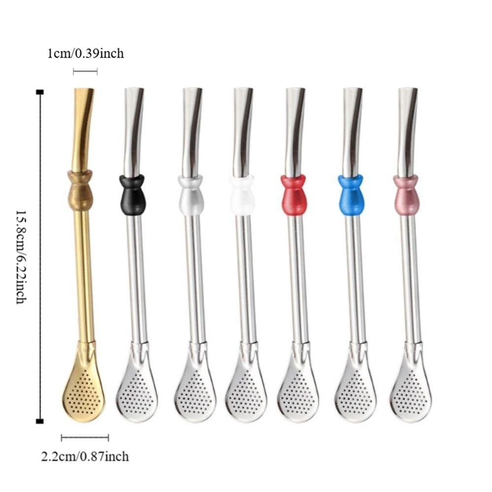 2 Piece Reusable Yerba Mate Drinking Straw 304 Stainless Steel Filter Straw Straw Spoon Cafe