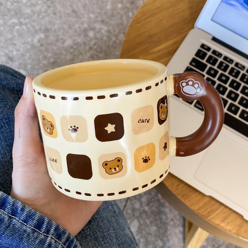 Керамическая чашка Сувенирная кружка с крышкой ложкой Креативная милая Высокоценная Парная чашка для кофе и воды