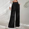 Women's High Waisted Casual Solid Color Corduroy Splicing Slit Hem Pants