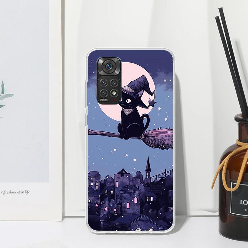 Witch And Cat Colorful Cute Phone Case For Xiaomi Redmi Note 15 13 14S 14 Pro Plus 12S 11S 10S 12 11E 10 11T Art Fundas Back Cov