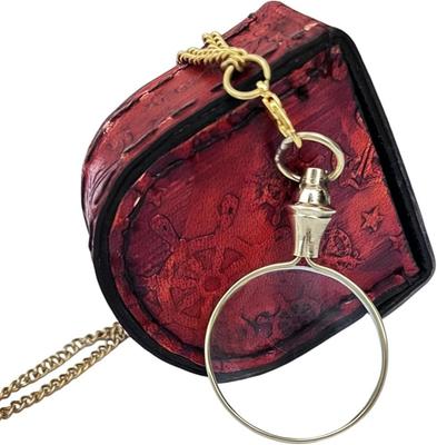 Латунная лупа, оптическая увеличительная линза с цепочкой-ожерельем, монокль для Л