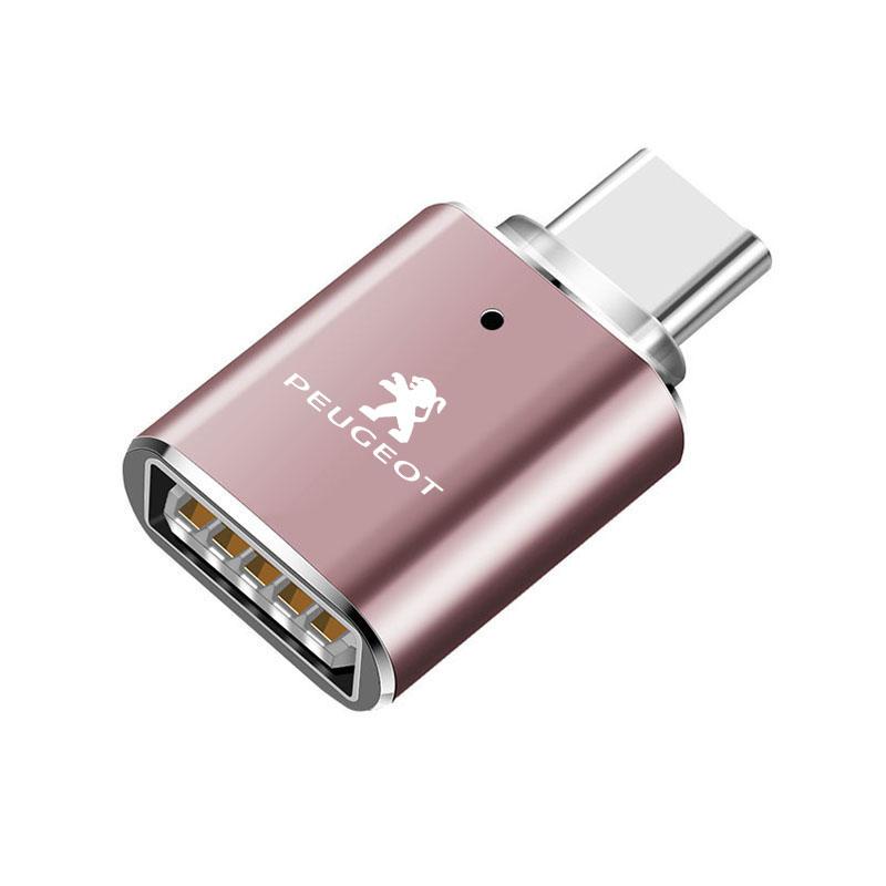 Type-C To USB Adapter OTG Connector Car Accessories For Peugeot 5008 508 408 4008 308 3008 208 2008 Landtrek Rifter e-Expert f3