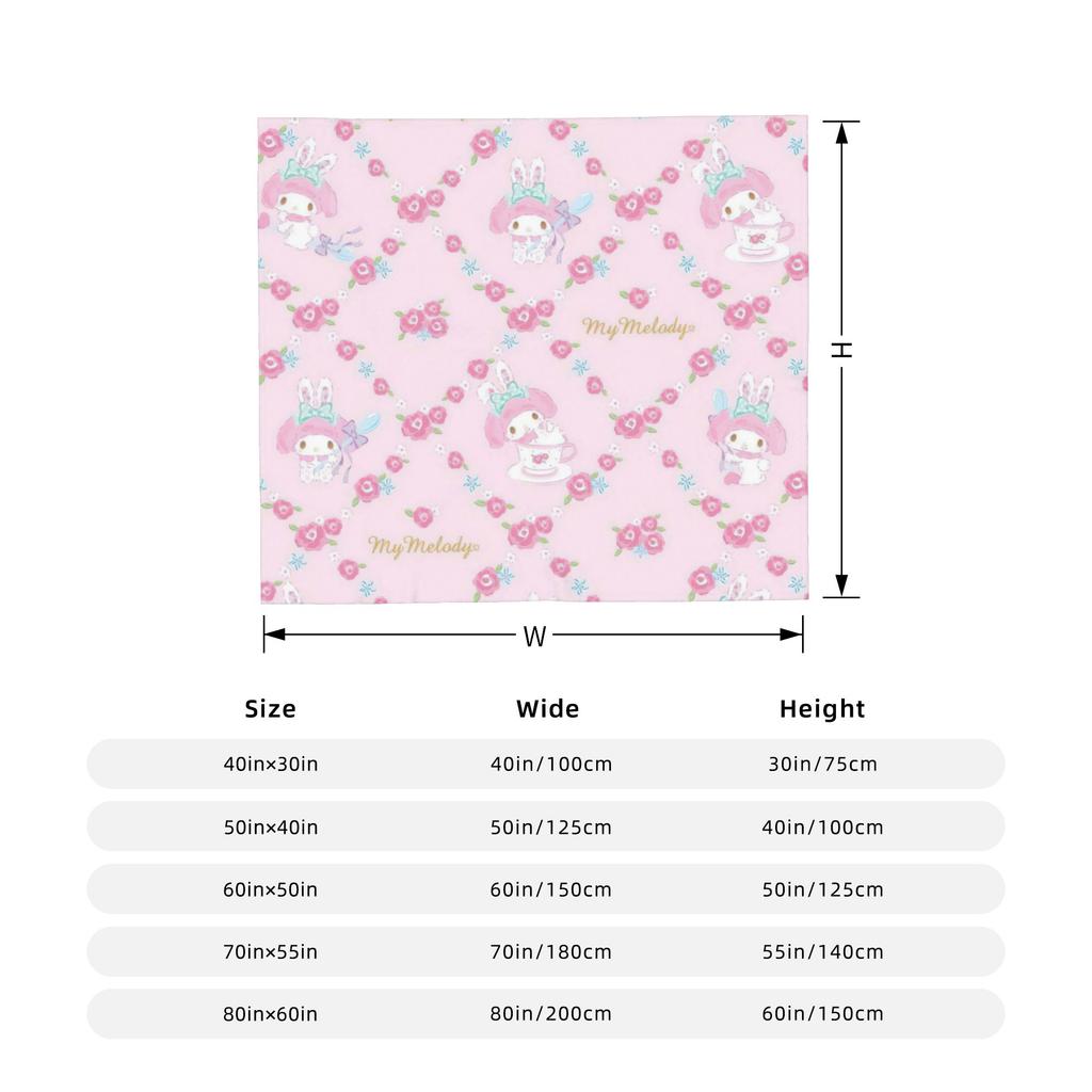 My Melody Kawaii Flannel Throw Blanket Blanket for Bed Bedroom Ultra-Soft Bedding Throws