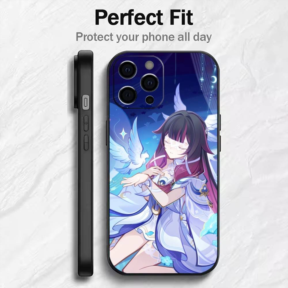 Чехол для телефона 'Девушка К-Коломбина' для iPhone 17, 16, 15, 14, 13, 12 Plus, Max, Мягкий Силиконовый, Черный