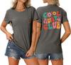 Summer new Womens round neck cool aunts club front and back printed Tshirt loose casual shortsleeved top with a stylish pullo